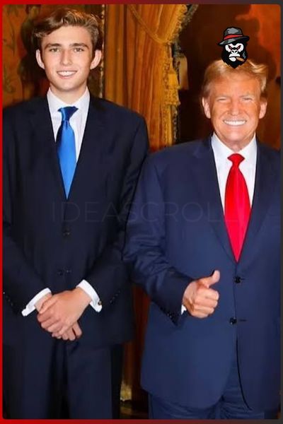 Barron Trump with father